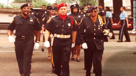 De Lacy Davis (center) marching with members of the Newark Police Dept.&#39;s Honor Guard at the 1998 National Black Police Association&#39;s conference. 