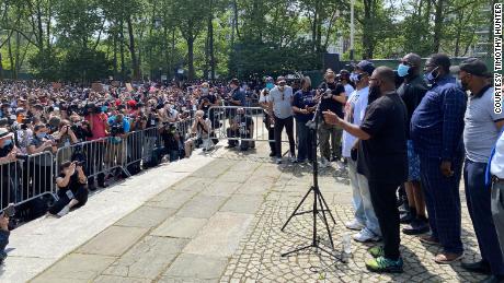 Terrance Floyd, George Floyd's brother speaking and addressing the crowd at the same service.