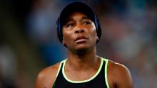 MELBOURNE, AUSTRALIA - JANUARY 20: Venus Williams of the United States of America looks on during her Women&#39;s Singles first round match against Coco Gauff of the United States of America on day one of the 2020 Australian Open at Melbourne Park on January 20, 2020 in Melbourne, Australia. (Photo by Daniel Pockett/Getty Images)