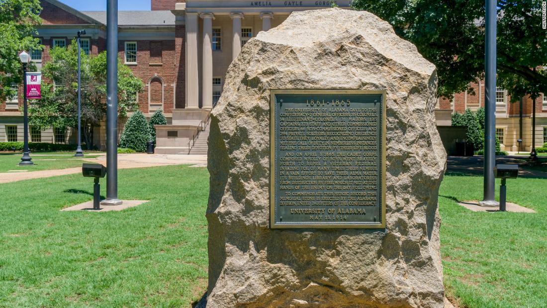  Confederate war memorial on the campus of University of Alabama.