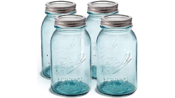 Sewanta Set of 4 Aqua Vintage Mason Jars 