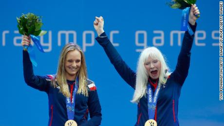 Kelly Gallagher and guide Charlotte Evans won a historic gold medal in the Super-G at the 2014 Winter Paralympics in Sochi