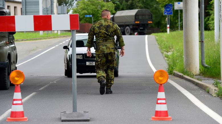 Soldiers patrol the Polish-Czech border during the coronavirus pandemic.