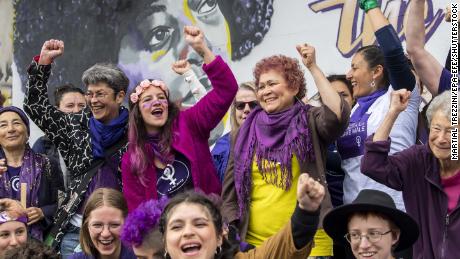 Women protested across Switzerland on Sunday.