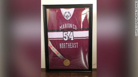 The Marion County Northeast Special Olympics retired Andre&#39;s basketball jersey number ― No. 54― and sent it to his family. (Courtesy of the Guest family.)
