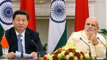 Chinese President Xi Jinping and Indian Prime Minister Modi seen together during a meeting in September 2014. 