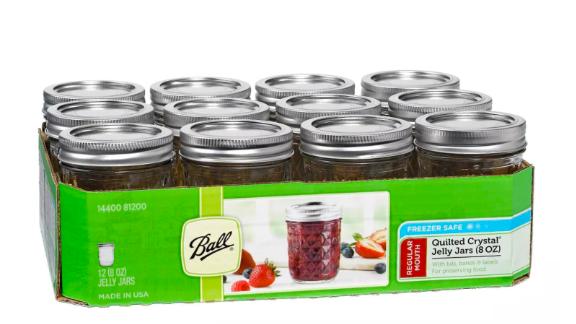 Ball Set of 12 Half Pint Quilted Mason Jars