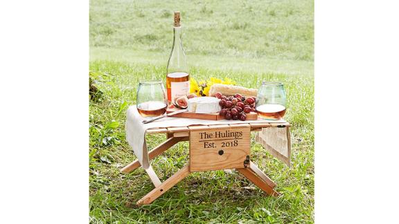 Personalized Picnic Table Wine Carrier 