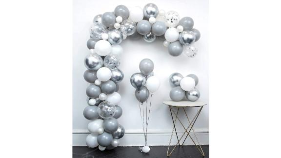 Light Gray Metallic Silver White Balloon Garland Arch Kit