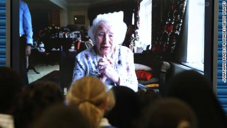 Vera Lynn Skypes with students from her former east London school, Brampton Primary, on her 100th birthday. 