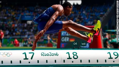 Taylor competes in the triple jump final during the Rio 2016 Olympic Games.