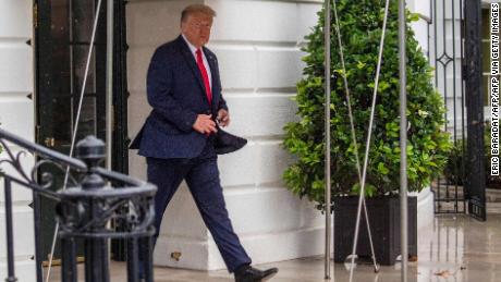 US President Donald Trump walks to the press before departing the White House  on June 20, 2020 in Washington, DC, for a campaign rally in Tulsa, Oklahoma. - Donald Trump will defy the risk of triggering a coronavirus outbreak at his first reelection rally in months on Saturday, hoping the controversial Oklahoma event will instead reignite his misfiring campaign. (Photo by Eric BARADAT / AFP) (Photo by ERIC BARADAT/AFP via Getty Images)