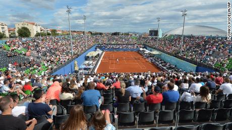 Spectators watching matches at the Adria Tour in Zahar, Croatia on Sunday June 21, 2020. Later that day, tennis player Grigor Dimitrov said he had tested positive for Covid-19, leading to the cancellation of the entire Adria Tour.