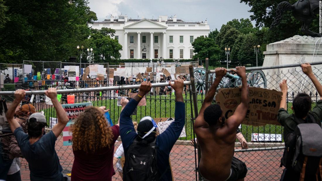 Protesters and police engage in standoff near White House