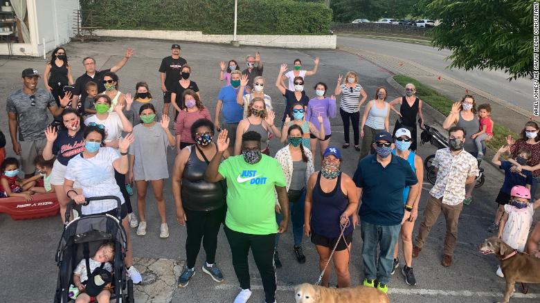 Shawn Dromgoole and people from nearby neighborhoods who participated in &quot;Walk With Shawn.&quot;