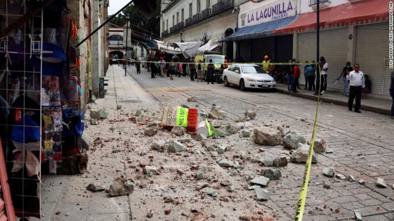 Rubble from a building damaged by an earthquake in Oaxaca, Mexico, on Tuesday, June 23.