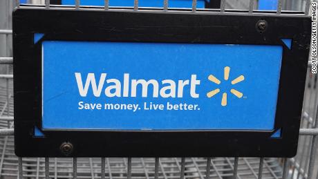 CHICAGO, ILLINOIS - MAY 19: Shopping carts sit in the parking lot of a Walmart store on May 19, 2020 in Chicago, Illinois. Walmart reported a 74% increase in U.S. online sales for the quarter that ended April 30, and a 10% increase in same store sales for the same period as the effects of the coronavirus helped to boost sales. (Photo by Scott Olson/Getty Images)