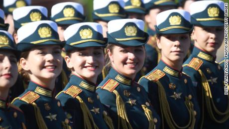 Parade formations prior to the march through Moscow&#39;s Red Square.