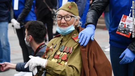 Veteran Antonina Farvazova attends the Victory Day military parade marking the 75th anniversary of the victory in World War II in Moscow.