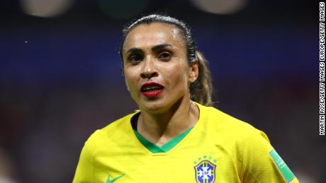 LE HAVRE, FRANCE - JUNE 23: Marta of Brazil looks on during the 2019 FIFA Women&#39;s World Cup France Round Of 16 match between France and Brazil at Stade Oceane on June 23, 2019 in Le Havre, France. (Photo by Martin Rose/Getty Images)