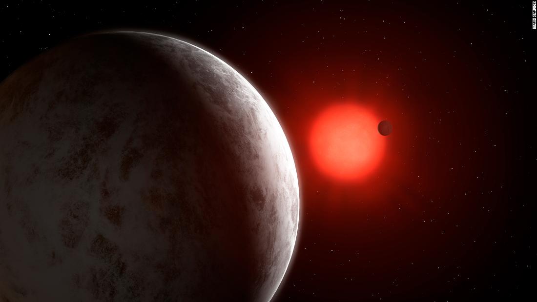 This is an artist&#39;s impression of the multiplanetary system of newly discovered super-Earths orbiting a nearby red dwarf star called Gliese 887.