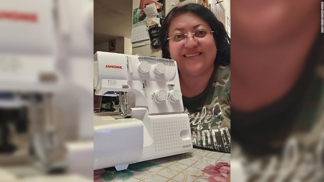 Auntie Brenda Hoksie lives on the Navajo reservation in Church Rock, Arizona. Her sewing machine was sponsored by another auntie.