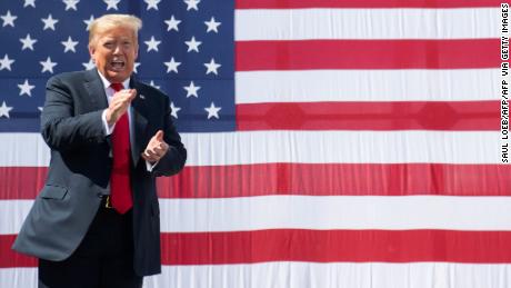 US President Donald Trump gestures following a tour of Fincantieri Marinette Marine in Marinette, Wisconsin, June 25, 2020. (Photo by SAUL LOEB / AFP) (Photo by SAUL LOEB/AFP via Getty Images)
