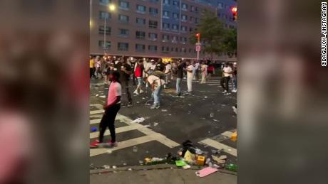 NYPD cars hit with glass bottles and other debris in Harlem after responding to report of gunfire detected