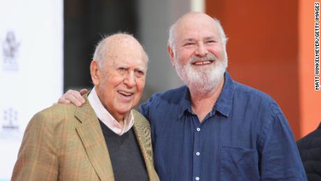 Carl Reiner is pictured with his son Rob Reiner in 2017.