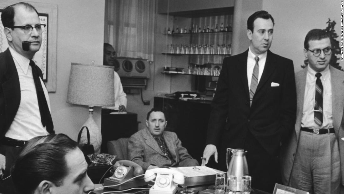 Reiner, second from right, attends a writers&#39; meeting for &quot;Your Show of Shows,&quot; circa 1952. Seated on the left is another of the show&#39;s stars, Sid Caesar. The show ran from 1950-54.