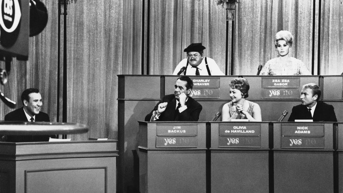 Reiner, left, hosts &quot;The Celebrity Game&quot; in March 1965.