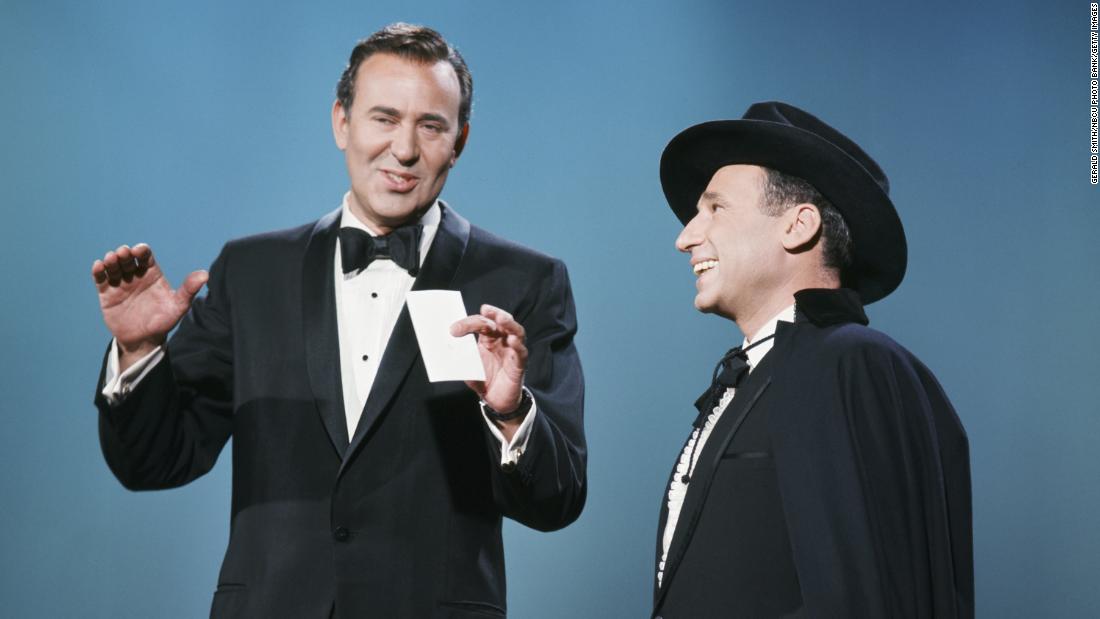 Reiner, left, and Mel Brooks perform &quot;The 2000 Year Old Man in the Year 2000&quot; skit on the &quot;The Andy Williams Show&quot; in 1966. The two were frequent collaborators.