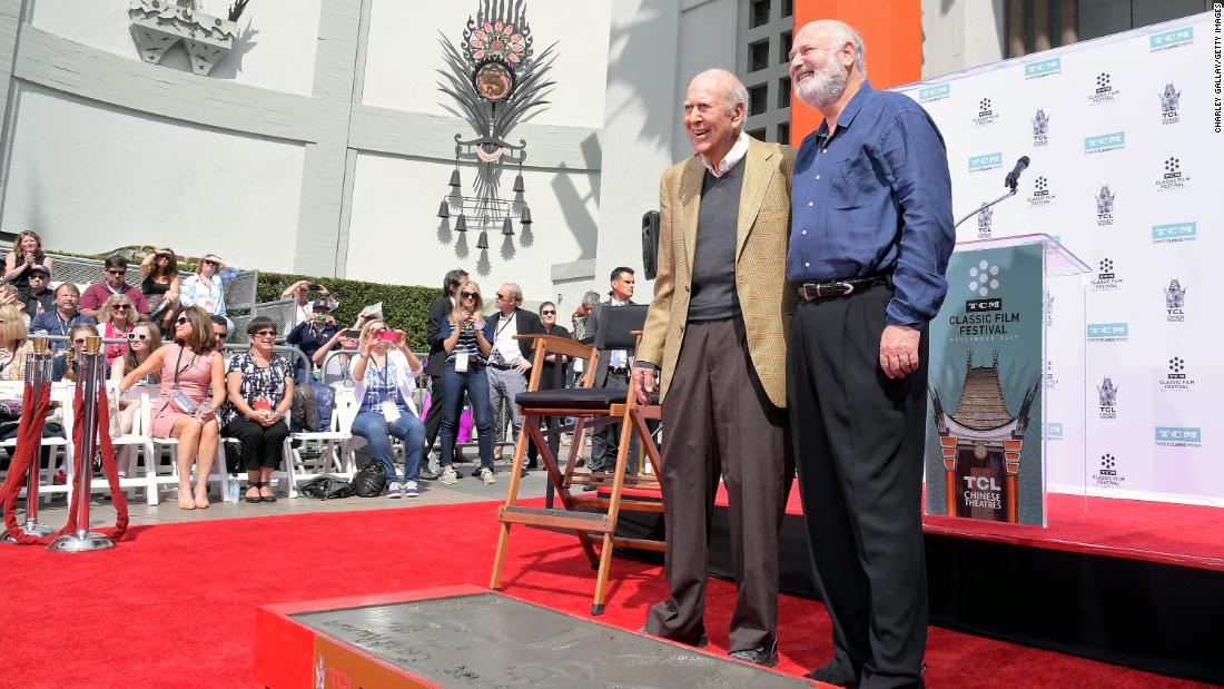 Reiner and his son Rob attend a hand and footprint ceremony during the 2017 TCM Classic Film Festival in Los Angeles.