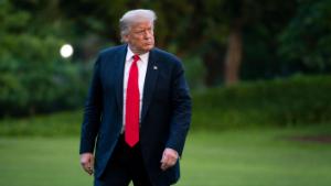 Trump walks to the White House residence after exiting Marine One on the South Lawn on June 25, 2020 in Washington, DC. President Trump traveled to Wisconsin on Thursday for a Fox News town hall event and a visit to a shipbuilding manufacturer. 