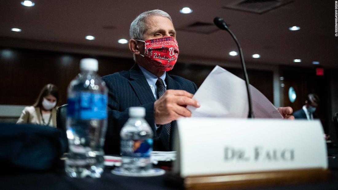 Dr. Anthony Fauci, director of the National Institute of Allergy and Infectious Diseases, wears a Washington Nationals mask June 30 as he arrives &lt;a href=&quot;http://www.cnn.com/2020/06/30/politics/fauci-redford-testimony-senate-coronavirus/index.html&quot; target=&quot;_blank&quot;&gt;to testify at a Senate committee hearing&lt;/a&gt; about the coronavirus pandemic. Fauci issued a stark warning to lawmakers, telling them he wouldn&#39;t be surprised if the United States sees new cases of coronavirus rising to a level of 100,000 a day.