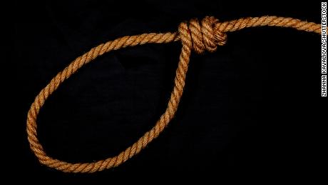 A rope tied in a noose knot is displayed. Home Depot recently modified how it packages and sells rope in response to past noose-related incidents.