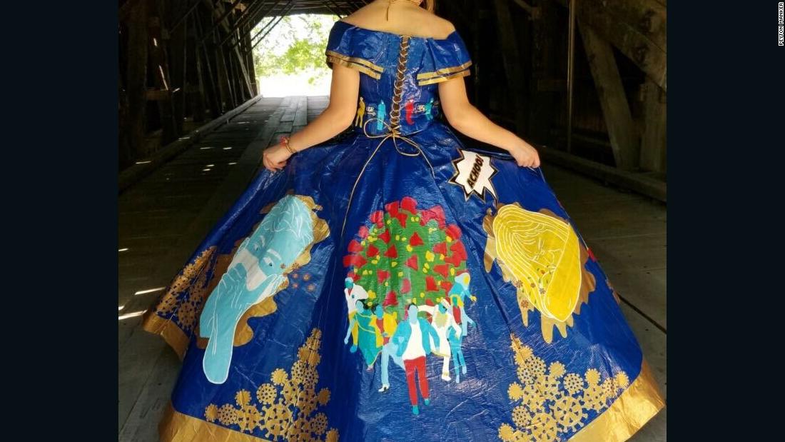 Teen's coronavirus-themed prom dress made of duct tape is a work of art - CNN