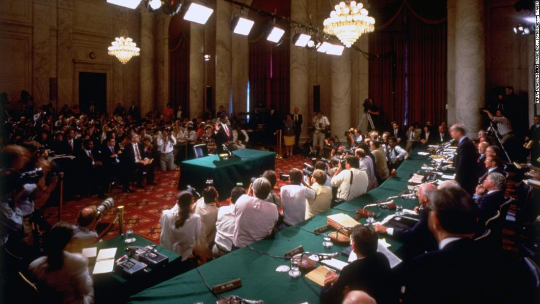 Thomas faces a Senate committee on the first day of his confirmation hearings.