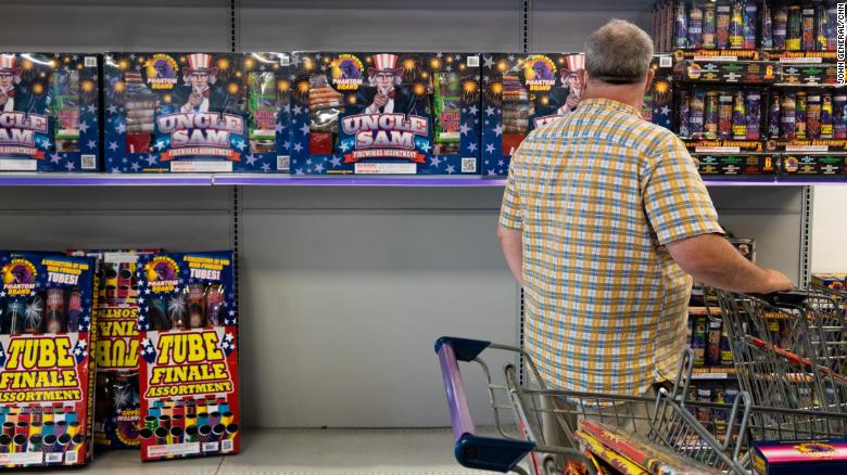 A customer shops for fireworks at a Phantom Fireworks store in Easton, PA. The company says the coronavirus pandemic has led to record-breaking sales and short inventory ahead of July 4th.