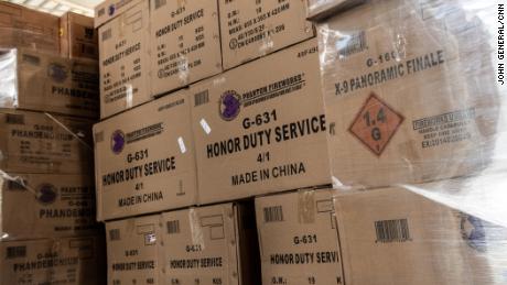 Boxes of fireworks stacked at Phantom Fireworks&#39; store in Easton, PA. China produces more than 90% of the world&#39;s fireworks.