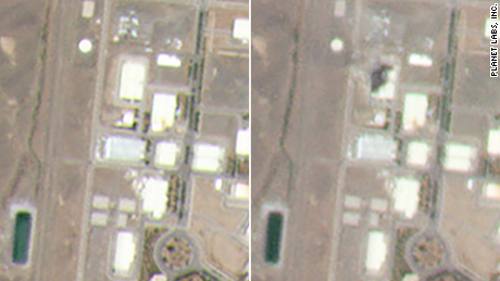 Satellite imagery shows the Natanz complex before and afte rthe fire.