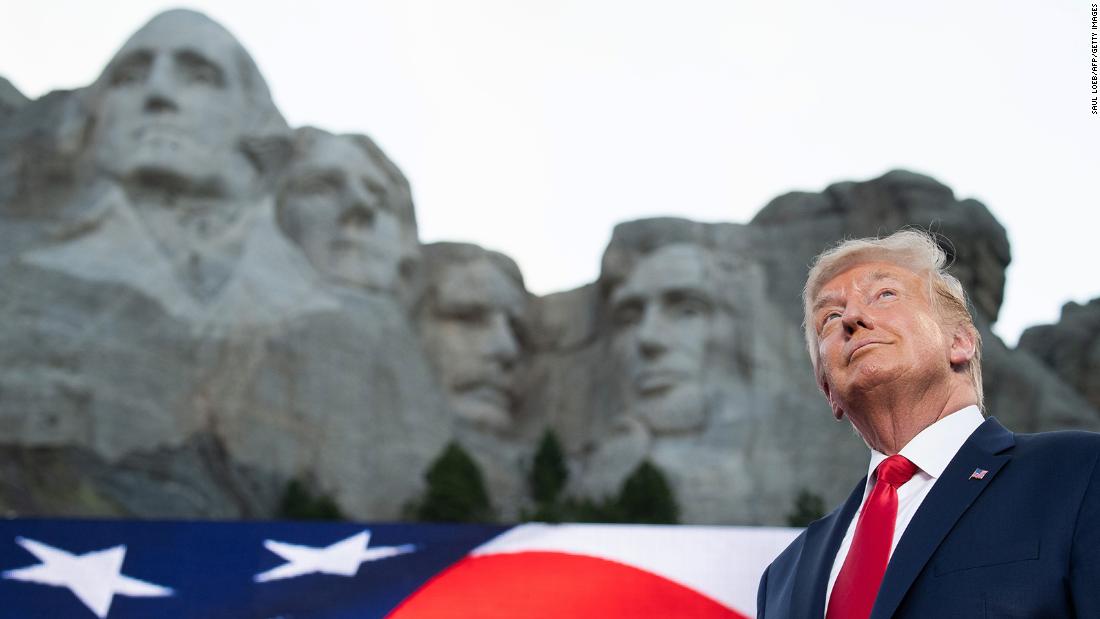Trump arrives at Mount Rushmore for his &lt;a href=&quot;https://www.cnn.com/2020/07/03/politics/trump-mount-rushmore-fireworks/index.html&quot; target=&quot;_blank&quot;&gt;Independence Day celebration&lt;/a&gt; in Keystone, South Dakota, in July 2020.