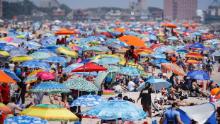 The beach at Coney Island in New York was heavily visited during the holiday weekend.