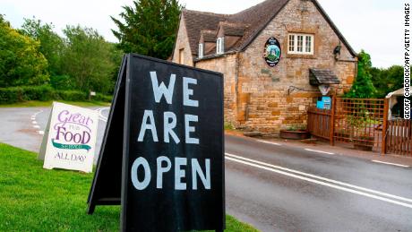 The Plough Inn in Ford, central England welcomes drinkers for the first time in almost four months.