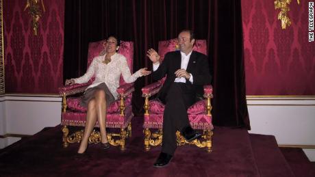 Ghislaine Maxwell sits on a throne at Buckingham Palace, alongside actor Kevin Spacey. It is believed to have been taken in 2002.