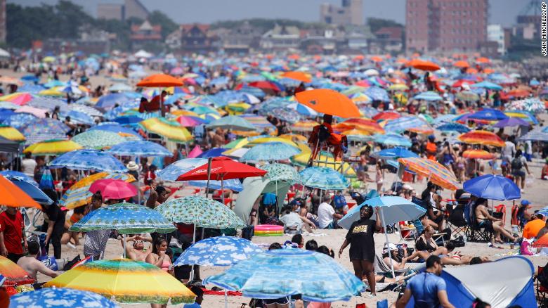 Revelers celebrate the Fourth of July on Coney Island in New York.