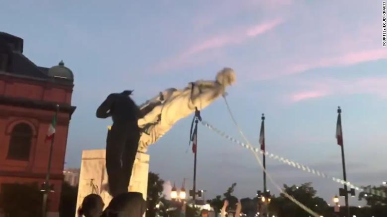 Baltimore protesters toppled a Christopher Columbus statue and ...