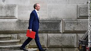 Britain&apos;s Foreign Secretary Dominic Raab leaves the Foreign and Commonwealth Office (FCO) in central London on July 1, 2020.