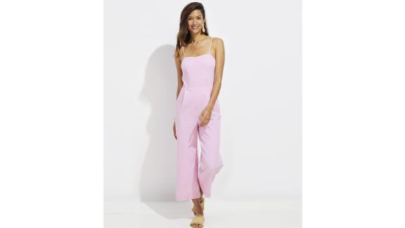 Seersucker Tie-Front Jumpsuit