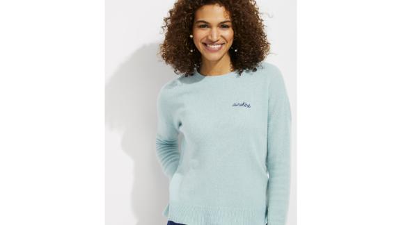 Embroidered Lofty Cashmere Crewneck Sweater 